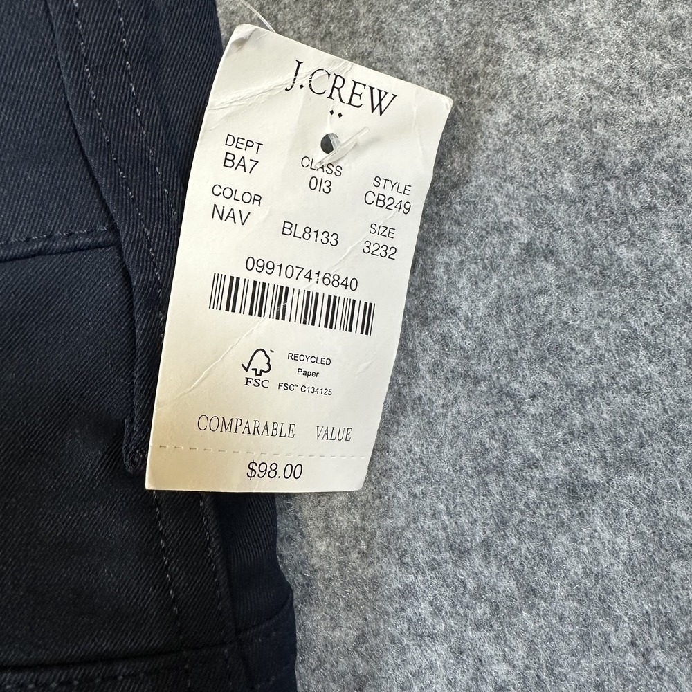 J Crew Pants Mens 32x32 Navy Blue Slim Flex Stretch Chino Dress Casual New Tags - Picture 3 of 12